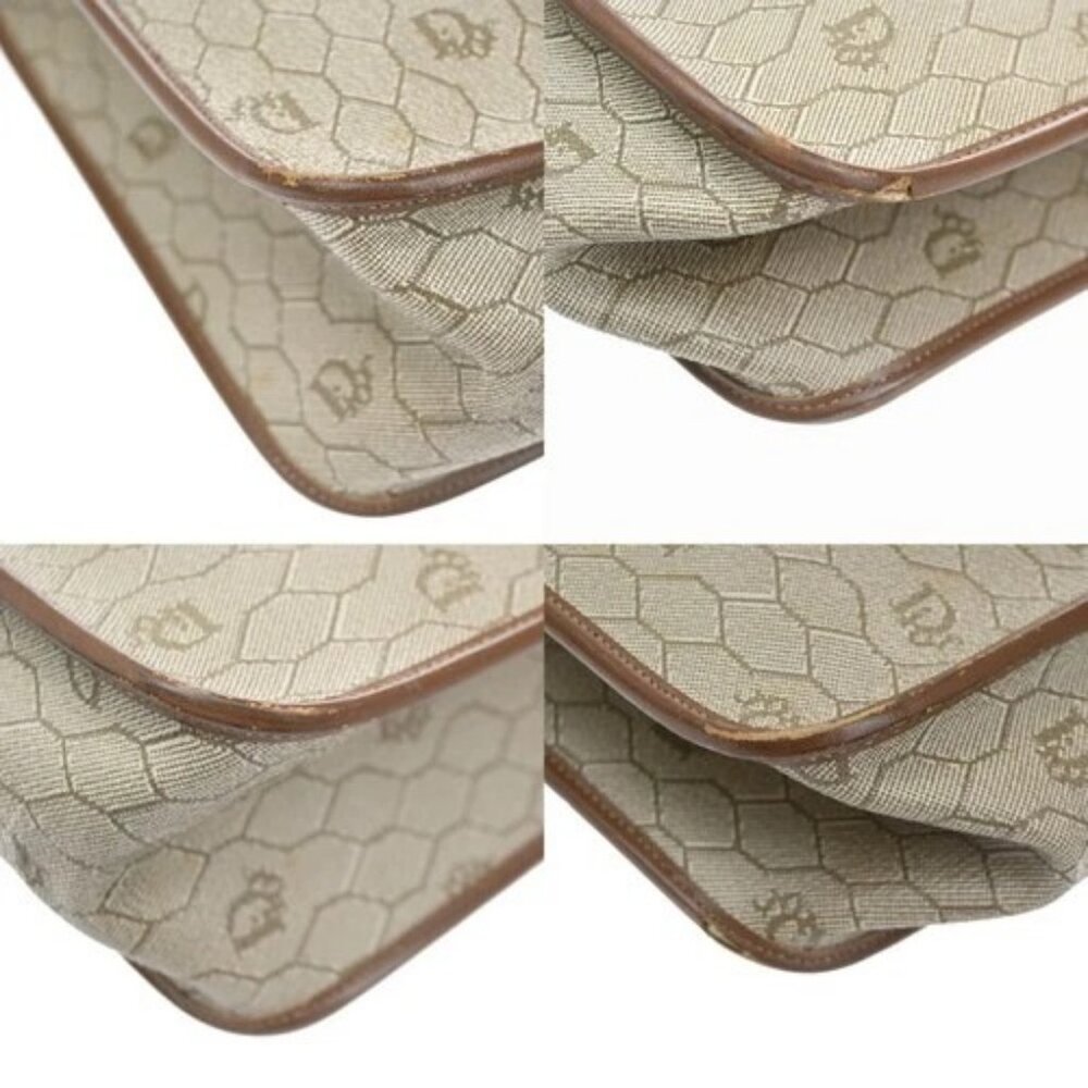 CHRISTIAN DIOR Logo Honeycomb Shoulder Hand Bag PVC Leather Beige GHW 62CA527 - Picture 7 of 16
